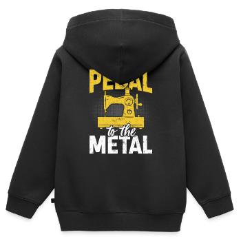 Pedal zum Metallnähen Handnähgarn - Kinder Premium Organic Zip Hoodie - Schwarz - Hinten - AI Model Kid Male (0cm)