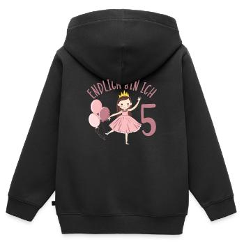 Prinzessin Geburtstagshirt Endlich 5 Jahre Mädchen - Kinder Premium Organic Zip Hoodie - Schwarz - Hinten - AI Model Kid Male (0cm)