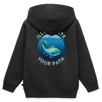 Illuminate Your Path Fish Design - Kinder Premium Organic Zip Hoodie - Schwarz - Hinten - AI Model Kid Male (0cm)