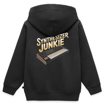Synthesizer Junkie Design - Kids Premium Organic Zip-up Hoodie - black - Back - AI Model Kid Male (0cm)