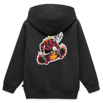 PLANCHE À ROULETTES FLAMBOYANTE - Sweat Premium à capuche zippé enfant bio - noir - Dos - AI Model Kid Male (0cm)