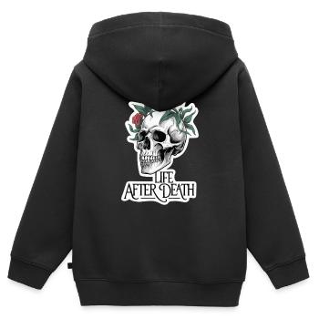KNOCHEN LEBEN NACH DEM TOD - Kinder Premium Organic Zip Hoodie - Schwarz - Hinten - AI Model Kid Male (0cm)