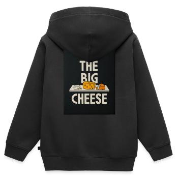 The Big Cheese Humor Design - Kinder Premium Organic Zip Hoodie - Schwarz - Hinten - AI Model Kid Male (0cm)