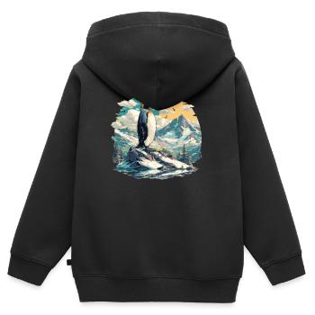 Pingouins Pingouin - Sweat Premium à capuche zippé enfant bio - noir - Dos - AI Model Kid Male (0cm)