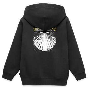 Buen Camino, coquille Saint-Jacques-de-Compostelle - Sweat Premium à capuche zippé enfant bio - noir - Dos - AI Model Kid Male (0cm)