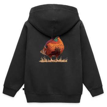 Faisans Faisan - Sweat Premium à capuche zippé enfant bio - noir - Dos - AI Model Kid Male (0cm)
