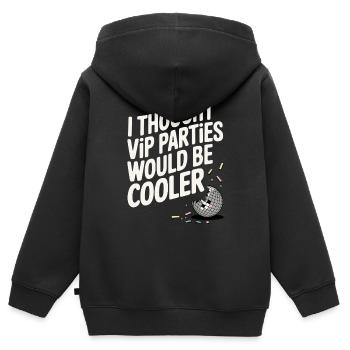 I Thought VIP Parties Would Be Cooler Ironie VIP - Kinder Premium Organic Zip Hoodie - Schwarz - Hinten - AI Model Kid Male (0cm)