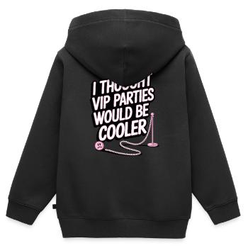 I Thought VIP Parties Would Be Cooler Ironie VIP - Kinder Premium Organic Zip Hoodie - Schwarz - Hinten - AI Model Kid Male (0cm)