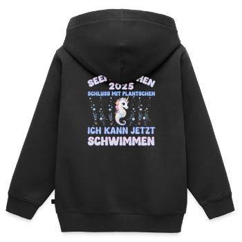 Seepferdchen bestanden 2025 Kinder Geschenkidee - Kinder Premium Organic Zip Hoodie - Schwarz - Hinten - AI Model Kid Male (0cm)