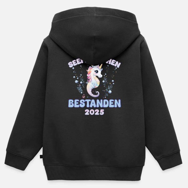 Mädchen Seepferdchen bestanden 2025 Kinder - Kinder Premium Organic Zip Hoodie - Schwarz