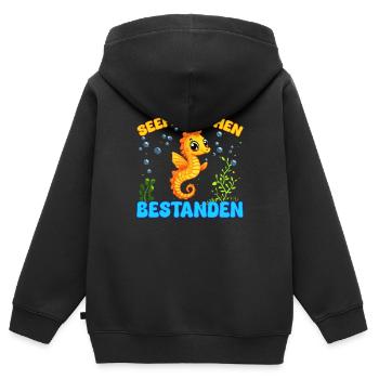 Mädchen Seepferdchen bestanden Kinder - Kinder Premium Organic Zip Hoodie - Schwarz - Hinten - AI Model Kid Male (0cm)