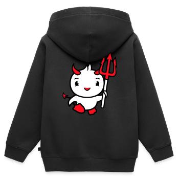 Vogel Teufel Hörner Satan Dreizack Hölle böse cool - Kinder Premium Organic Zip Hoodie - Schwarz - Hinten - AI Model Kid Male (0cm)