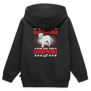 Schafpudel ist mein Held Altdeutscher Hütehund - Kinder Premium Organic Zip Hoodie - Schwarz - Hinten - AI Model Kid Male (0cm)