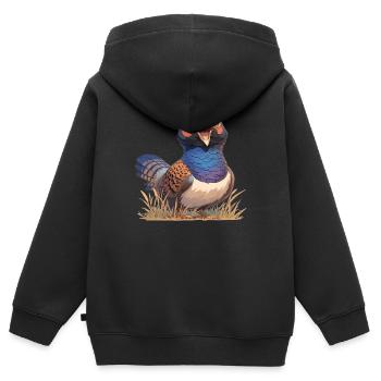 Faisans Faisan - Sweat Premium à capuche zippé enfant bio - noir - Dos - AI Model Kid Male (0cm)