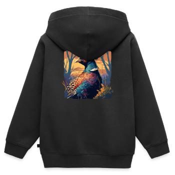 Faisans Faisan - Sweat Premium à capuche zippé enfant bio - noir - Dos - AI Model Kid Male (0cm)