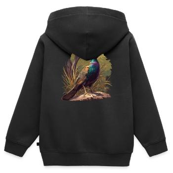 Faisans Faisan - Sweat Premium à capuche zippé enfant bio - noir - Dos - AI Model Kid Male (0cm)