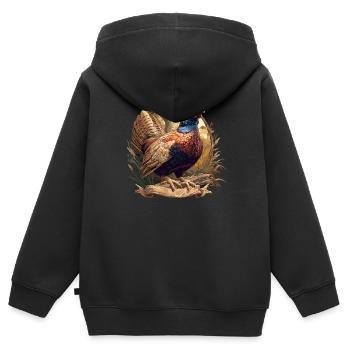 Faisans Faisan - Sweat Premium à capuche zippé enfant bio - noir - Dos - AI Model Kid Male (0cm)