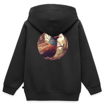 Faisans Faisan - Sweat Premium à capuche zippé enfant bio - noir - Dos - AI Model Kid Male (0cm)