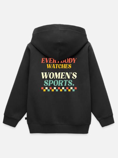 Everyone watches women's sports - Kids Premium Organic Zip-up Hoodie - black