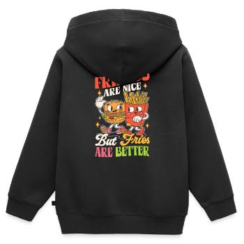 Aber Pommes Sind Besser Gebratene Kartoffeln - Kinder Premium Organic Zip Hoodie - Schwarz - Hinten - AI Model Kid Male (0cm)