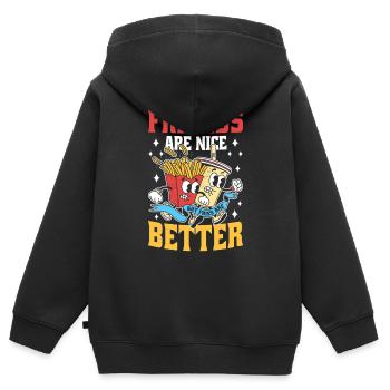 Aber Pommes Sind Besser Gebratene Kartoffeln - Kinder Premium Organic Zip Hoodie - Schwarz - Hinten - AI Model Kid Male (0cm)