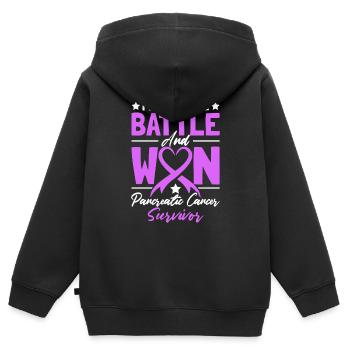 Ich habe die Schlacht gekämpft und das lila Band gewonnen - Kinder Premium Organic Zip Hoodie - Schwarz - Hinten - AI Model Kid Male (0cm)