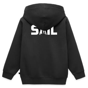 Voile nautique Voilier Capitaine Ponton Dériveur - Sweat Premium à capuche zippé enfant bio - noir - Dos - AI Model Kid Male (0cm)