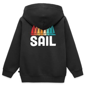 Voile dériveur voilier capitaine de mer Rétro drôle - Sweat Premium à capuche zippé enfant bio - noir - Dos - AI Model Kid Male (0cm)