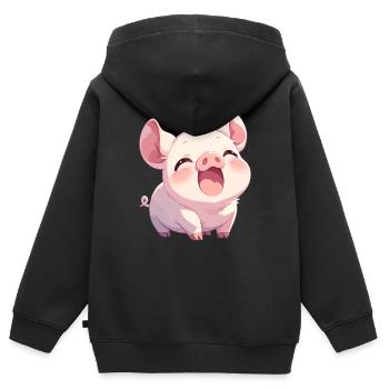 Cochon Cochon - Sweat Premium à capuche zippé enfant bio - noir - Dos - AI Model Kid Male (0cm)
