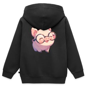 Schweine Schwein - Kinder Premium Organic Zip Hoodie - Schwarz - Hinten - AI Model Kid Male (0cm)