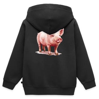 Cochon Cochon - Sweat Premium à capuche zippé enfant bio - noir - Dos - AI Model Kid Male (0cm)