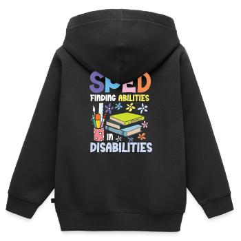 Éducation spécialisée : Capacités en situation de handicap - Sweat Premium à capuche zippé enfant bio - noir - Dos - AI Model Kid Male (0cm)