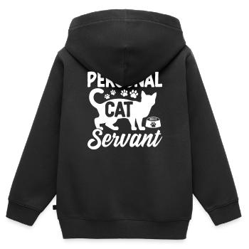 Chat personnel serviteur drôle chat sauvetage animal - Sweat Premium à capuche zippé enfant bio - noir - Dos - AI Model Kid Male (0cm)