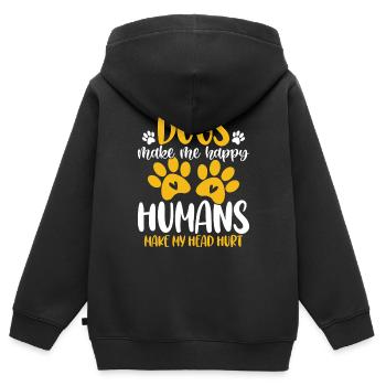 Hunde machen mich glücklich Menschen lassen meinen Kopf verletzen Hund - Kinder Premium Organic Zip Hoodie - Schwarz - Hinten - AI Model Kid Male (0cm)