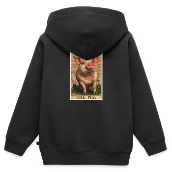 Cochon Cochon - Sweat Premium à capuche zippé enfant bio - noir - Dos - AI Model Kid Male (0cm)