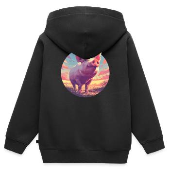 Schweine Schwein - Kinder Premium Organic Zip Hoodie - Schwarz - Hinten - AI Model Kid Male (0cm)
