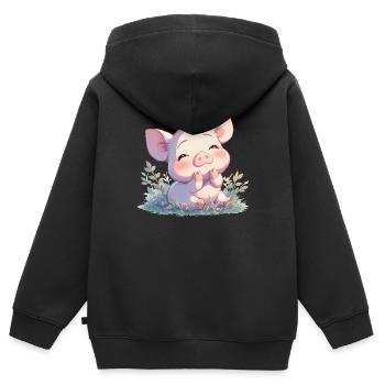 Cochon Cochon - Sweat Premium à capuche zippé enfant bio - noir - Dos - AI Model Kid Male (0cm)