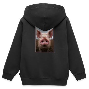 Schweine Schwein - Kinder Premium Organic Zip Hoodie - Schwarz - Hinten - AI Model Kid Male (0cm)