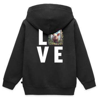 Cochon Cochon - Sweat Premium à capuche zippé enfant bio - noir - Dos - AI Model Kid Male (0cm)