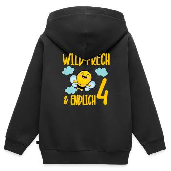 Bee Birthday Motif Finally 4 Years Girl - Kids Premium Organic Zip-up Hoodie - black - Back - AI Model Kid Male (0cm)
