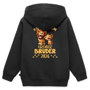 Ich Werde Ein Großer Bruder 2026 Löwen Mama Baby - Kinder Premium Organic Zip Hoodie - Schwarz - Hinten - AI Model Kid Male (0cm)
