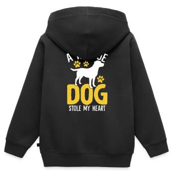 Ein Rettungshund hat mein Herz gestohlen Lustige Hunderettung - Kinder Premium Organic Zip Hoodie - Schwarz - Hinten - AI Model Kid Male (0cm)