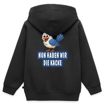 MAINTENANT, NOUS AVONS LA MERDE - Sweat Premium à capuche zippé enfant bio - noir - Dos - AI Model Kid Male (0cm)