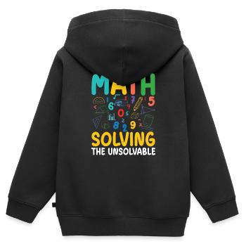 Mathématiques Résoudre l’insoluble Éducation aux STIM Créatif - Sweat Premium à capuche zippé enfant bio - noir - Dos - AI Model Kid Male (0cm)