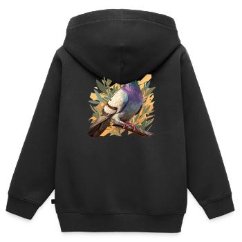 Tauben Taube - Kinder Premium Organic Zip Hoodie - Schwarz - Hinten - AI Model Kid Male (0cm)