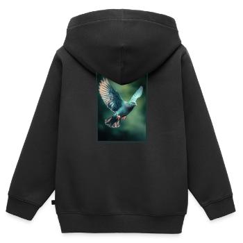 Tauben Taube - Kinder Premium Organic Zip Hoodie - Schwarz - Hinten - AI Model Kid Male (0cm)