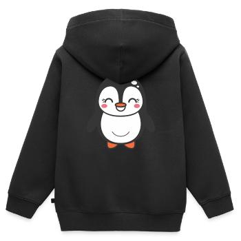 Pinguin - Kinder Premium Organic Zip Hoodie - Schwarz - Hinten - AI Model Kid Male (0cm)