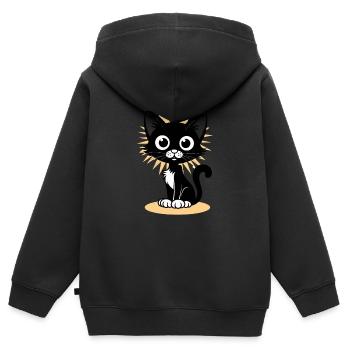 Charmant chat noir avec rayonnant - Sweat Premium à capuche zippé enfant bio - noir - Dos - AI Model Kid Male (0cm)