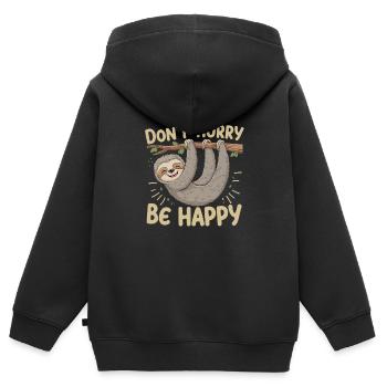 Soyez détendu avec le dicton de paresseux - Sweat Premium à capuche zippé enfant bio - noir - Dos - AI Model Kid Male (0cm)