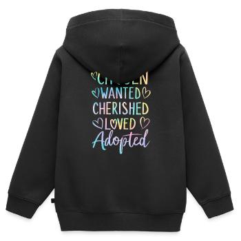 Auserwählt Gesucht Geschätzt Geliebt Tie Dye Lustig - Kinder Premium Organic Zip Hoodie - Schwarz - Hinten - AI Model Kid Male (0cm)
